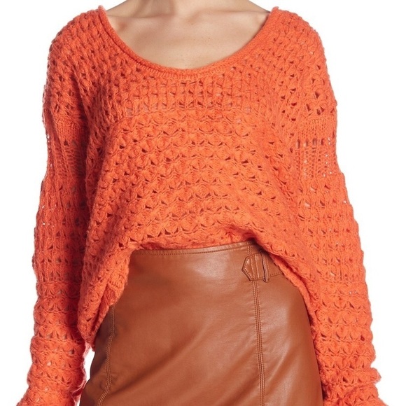 NWT Only 1 left Free People Orange chunky sweater - Picture 2 of 3